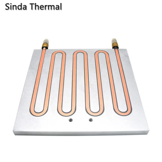 Kundenspezifischer wassergekühlter Kühlkörper aus Aluminium-CNC-Platte und Kupferrohr für die Elektronik